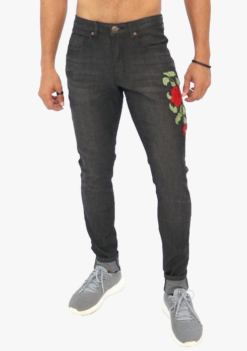 Men's AQ Skinny Fit Embellished DARK BLUE Stretch Jean "Bronx"